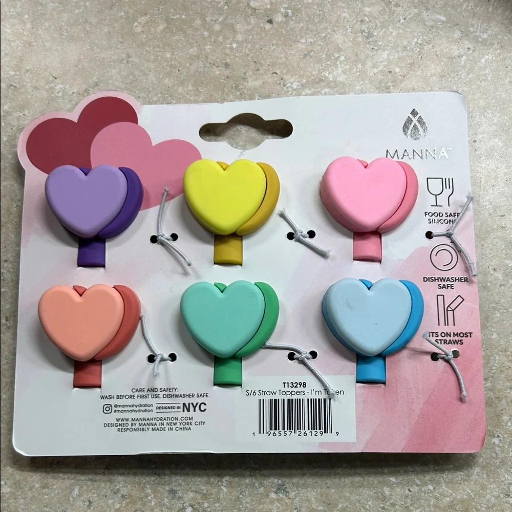 Anna Heart Straw Toppers Set - Multicolor - Picture 2 of 2
